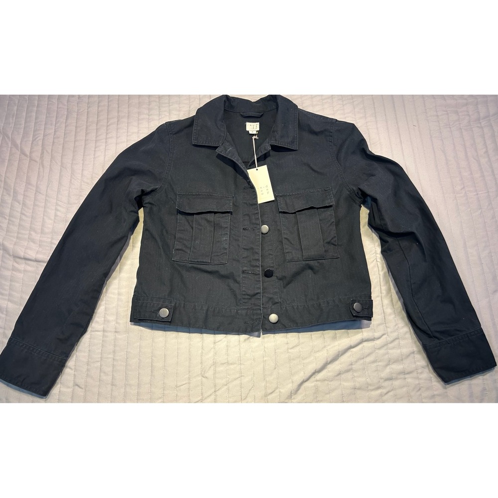 A New Day Black Cotton Utility Jacket Women's Size‎ Medium Brand New w/tags